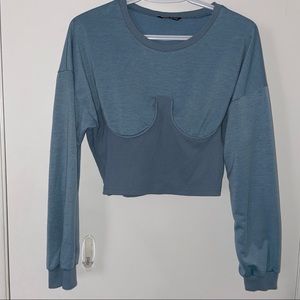 Long Sleeve Corset Styled Cropped Sweater
